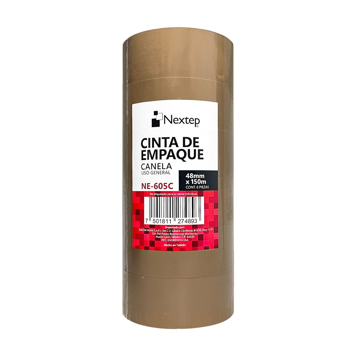 Cinta De Empaque Nextep NE-604C Cinta De Empaque Canela Nextep NE-604C Uso General 48mm X 50 Mts Paquete Con 6 Piezas - NE-604C