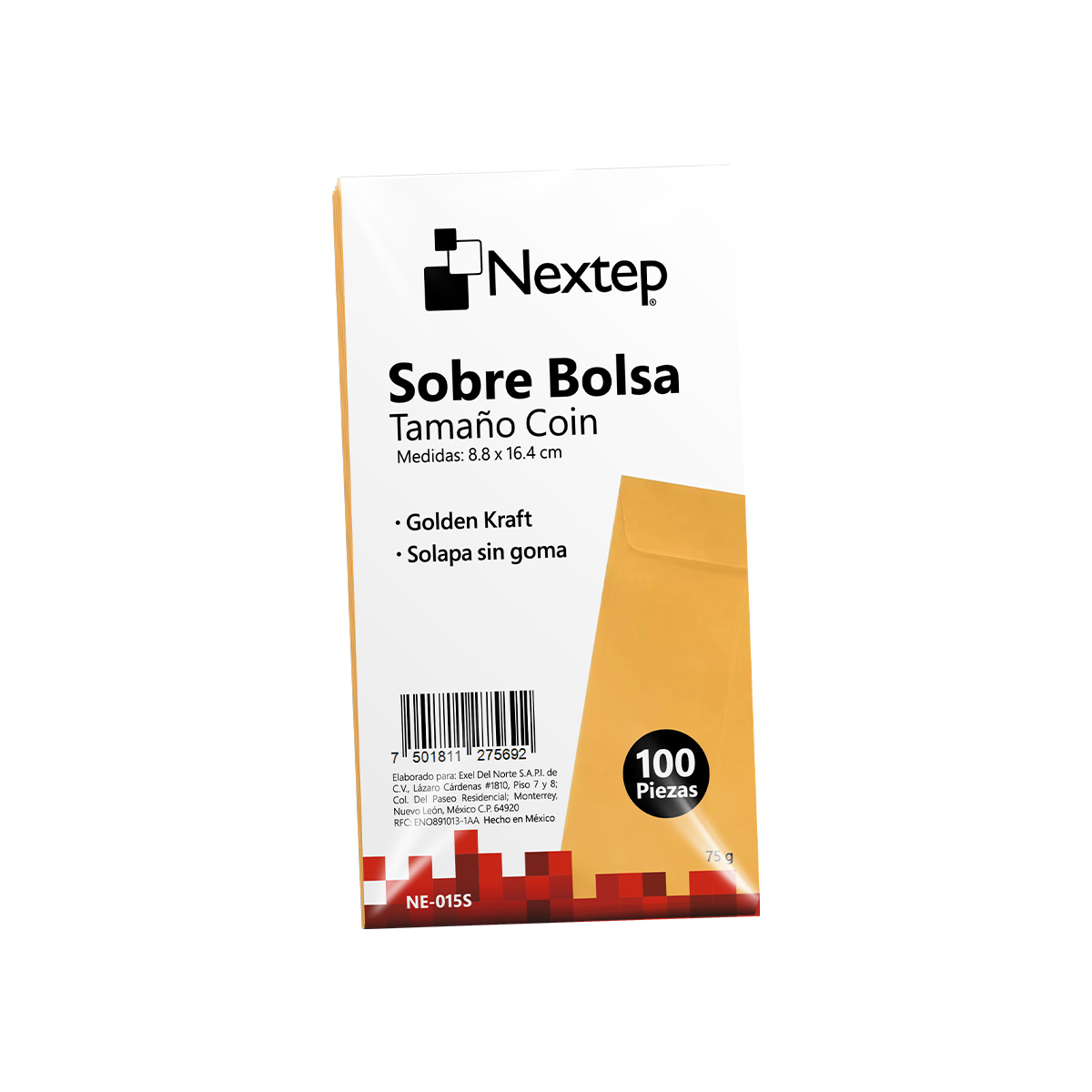 Sobre Bolsa Economico Nextep Tamaño Coin 5 Solapa Sin Goma Paquete c/100 NE-015S - NEXTEP